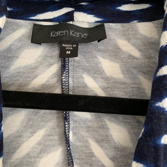 Karen Kane Women Drape Dress Pattern Geometric Blue Casual Work Sz 8 Medium - Picture 6 of 6